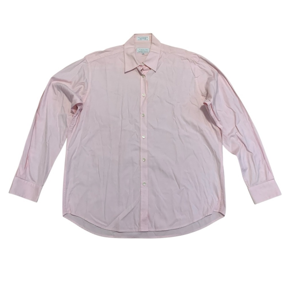 Vintage ARROW America's Classics Pink 100% Cotton Button-Down Shirt Size 12